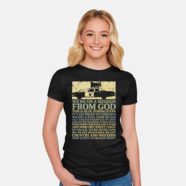 We're On A Mission From God-Womens-Fitted-Tee-kg07