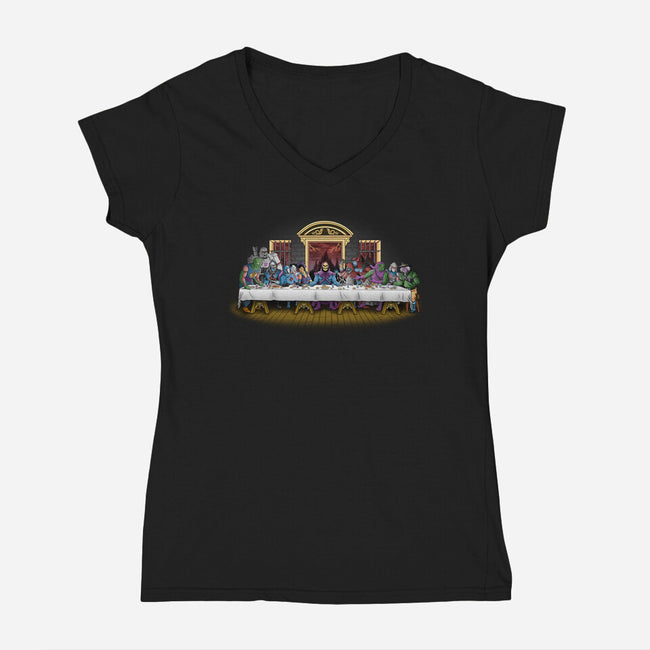 The Last Villain Supper-Womens-V-Neck-Tee-Skullpy