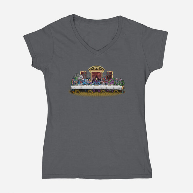 The Last Villain Supper-Womens-V-Neck-Tee-Skullpy