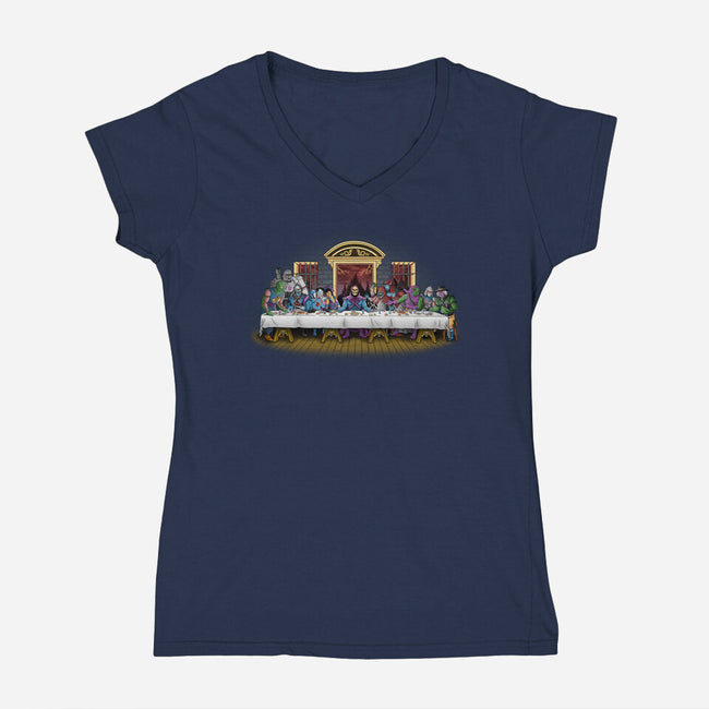 The Last Villain Supper-Womens-V-Neck-Tee-Skullpy