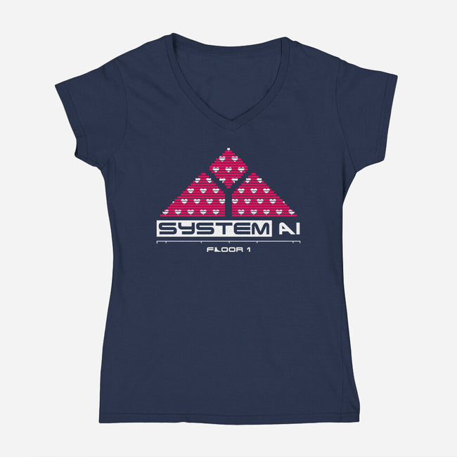 System Ai Systems-Womens-V-Neck-Tee-rocketman_art