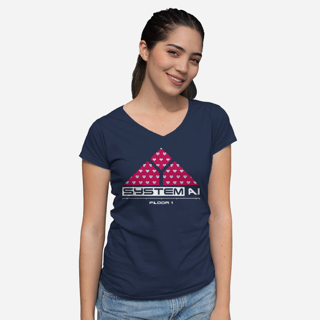 System Ai Systems-Womens-V-Neck-Tee-rocketman_art