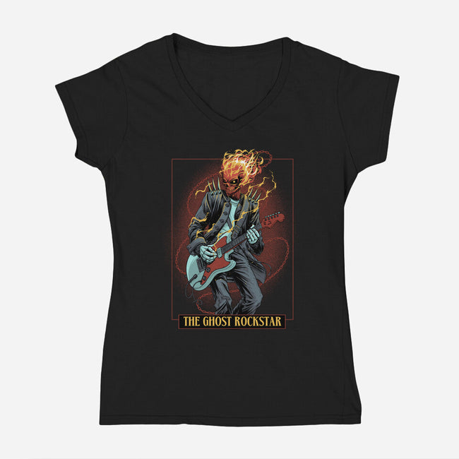 The Ghost Rockstar-Womens-V-Neck-Tee-Astrobot Invention