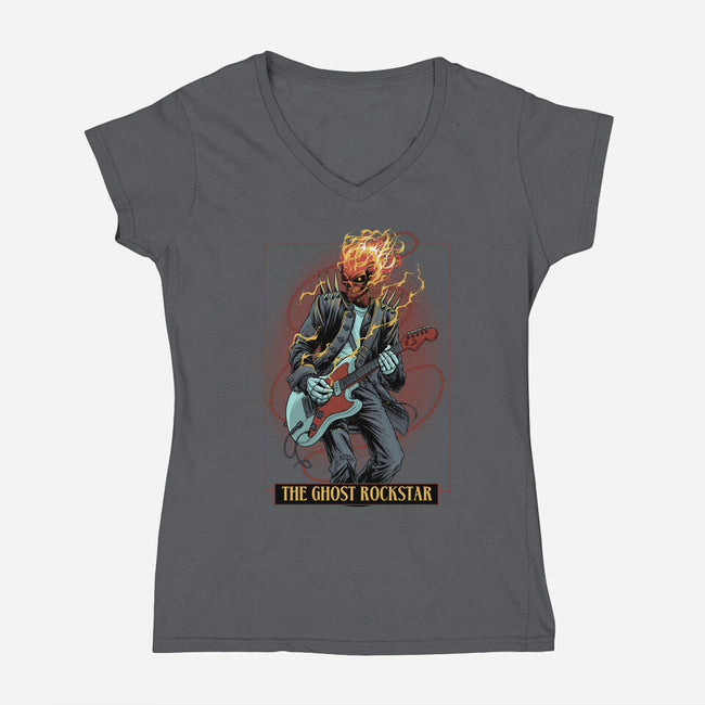 The Ghost Rockstar-Womens-V-Neck-Tee-Astrobot Invention