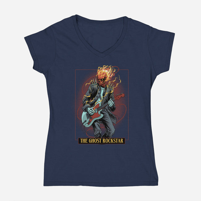 The Ghost Rockstar-Womens-V-Neck-Tee-Astrobot Invention