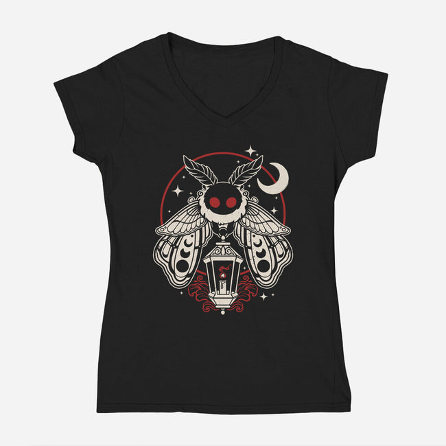 Cute Mothman With Lantern-Womens-V-Neck-Tee-NemiMakeit