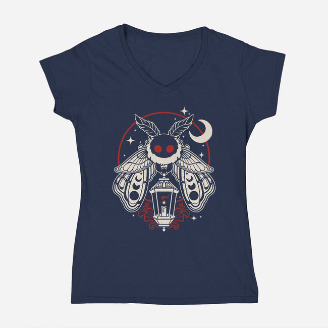Cute Mothman With Lantern-Womens-V-Neck-Tee-NemiMakeit
