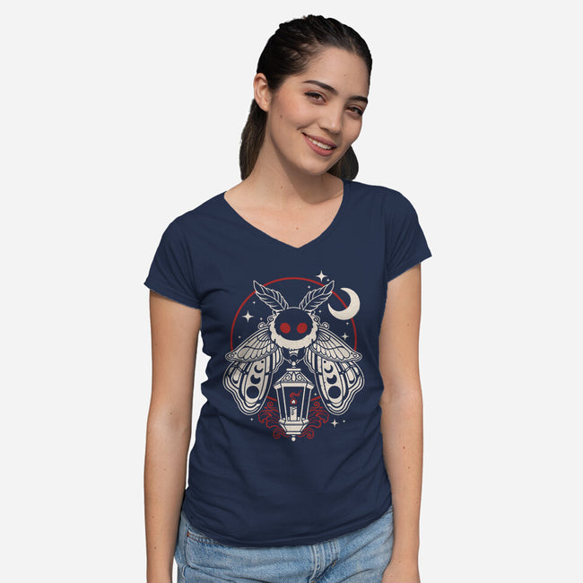 Cute Mothman With Lantern-Womens-V-Neck-Tee-NemiMakeit