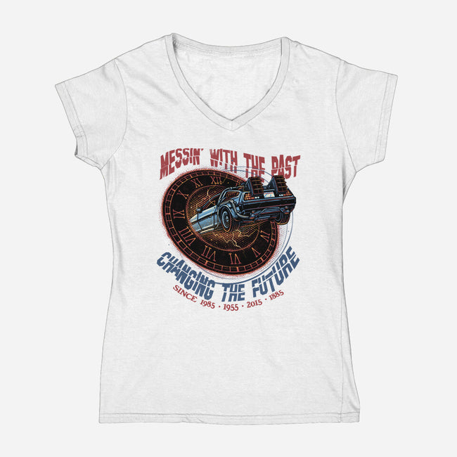 Mess With The Past-Womens-V-Neck-Tee-glitchygorilla