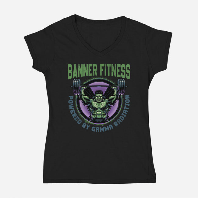 Gamma Radiation Fitness-Womens-V-Neck-Tee-glitchygorilla