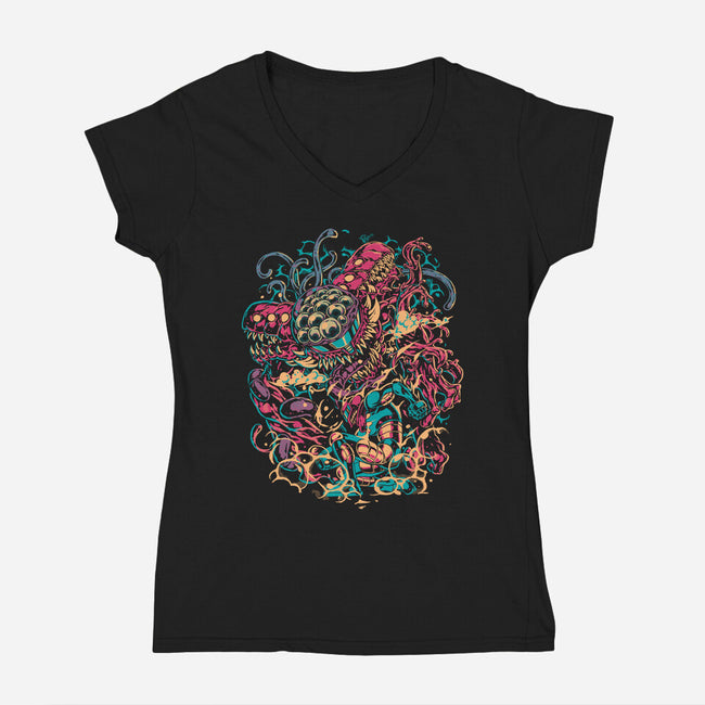 Becoming The Monster-Womens-V-Neck-Tee-Estudio Horta
