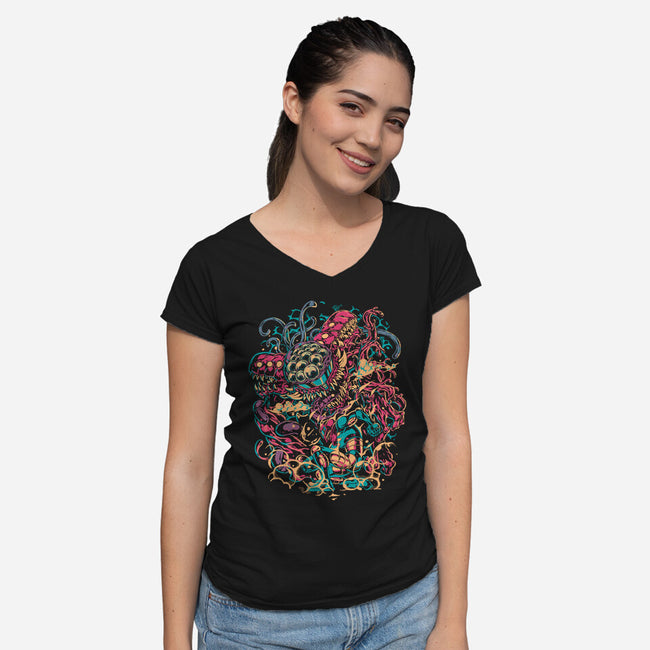 Becoming The Monster-Womens-V-Neck-Tee-Estudio Horta