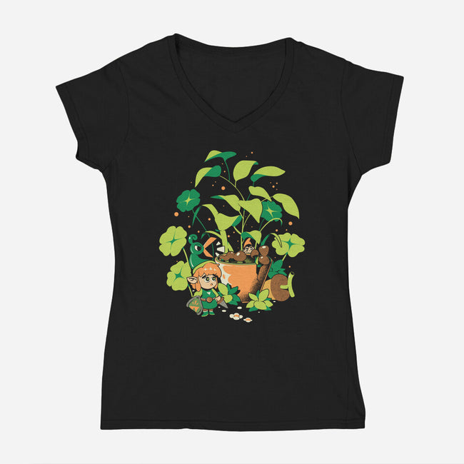 The Little Garden-Womens-V-Neck-Tee-ilustrata