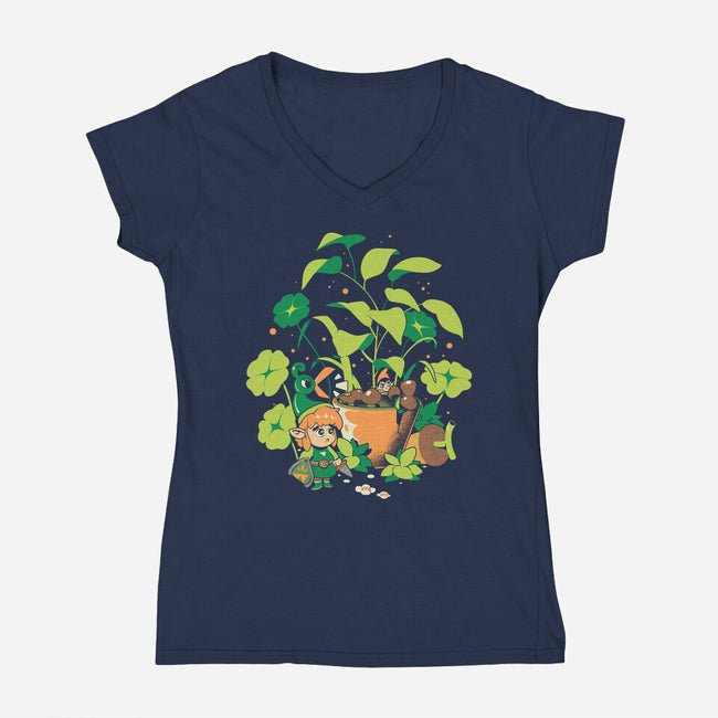 The Little Garden-Womens-V-Neck-Tee-ilustrata