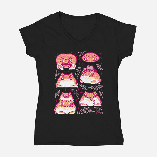 Cute Pacman Frog-Womens-V-Neck-Tee-xMorfina