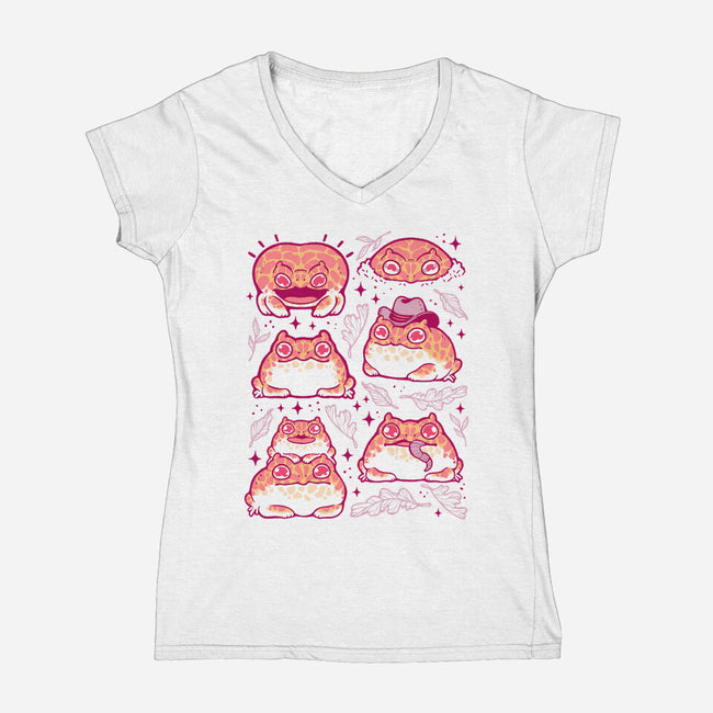 Cute Pacman Frog-Womens-V-Neck-Tee-xMorfina