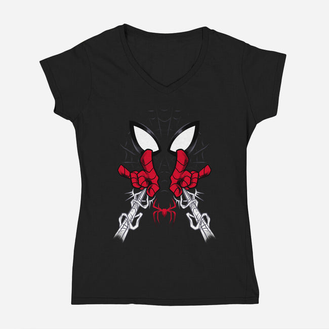 Web Shooter Hero-Womens-V-Neck-Tee-spoilerinc