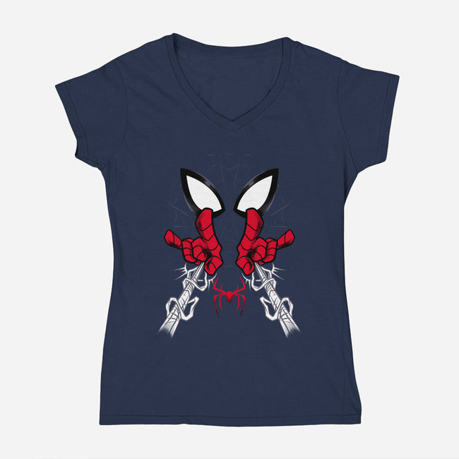 Web Shooter Hero-Womens-V-Neck-Tee-spoilerinc