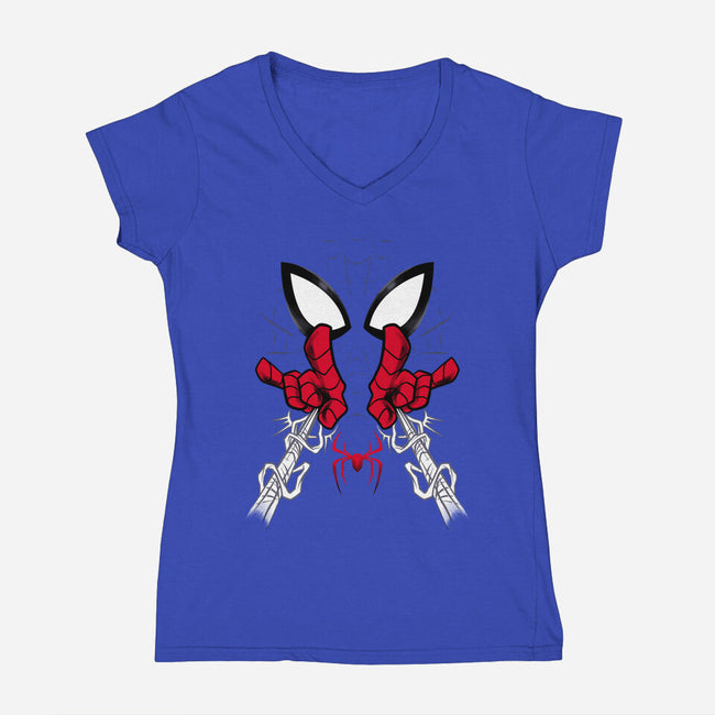 Web Shooter Hero-Womens-V-Neck-Tee-spoilerinc