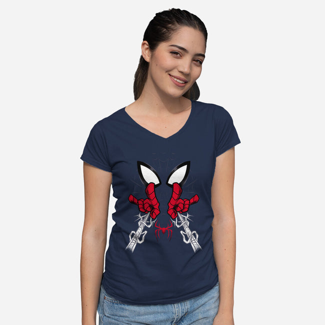 Web Shooter Hero-Womens-V-Neck-Tee-spoilerinc