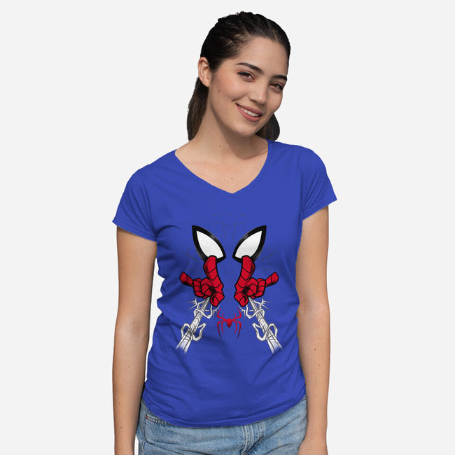 Web Shooter Hero-Womens-V-Neck-Tee-spoilerinc
