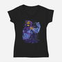 Evil Golden Skull-Womens-V-Neck-Tee-spoilerinc