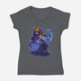 Evil Golden Skull-Womens-V-Neck-Tee-spoilerinc