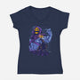 Evil Golden Skull-Womens-V-Neck-Tee-spoilerinc