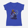 Evil Golden Skull-Womens-V-Neck-Tee-spoilerinc