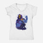 Evil Golden Skull-Womens-V-Neck-Tee-spoilerinc