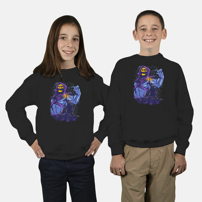 Evil Golden Skull-Youth-Crew Neck-Sweatshirt-spoilerinc