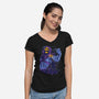 Evil Golden Skull-Womens-V-Neck-Tee-spoilerinc