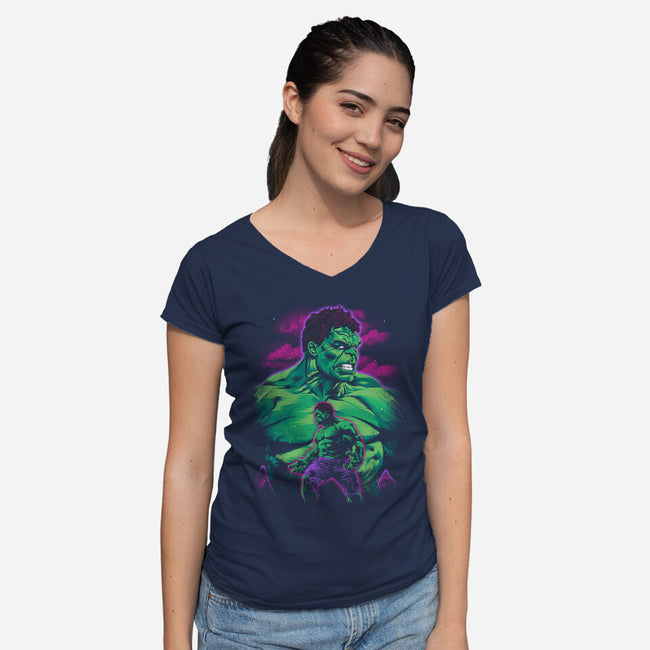 Green Gamma-Womens-V-Neck-Tee-zybbhorn