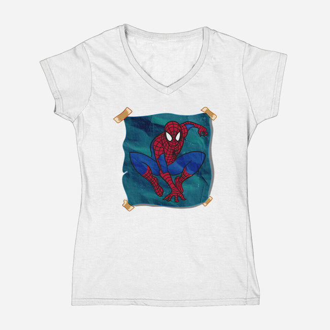 My Favorite Hero-Womens-V-Neck-Tee-nickzzarto