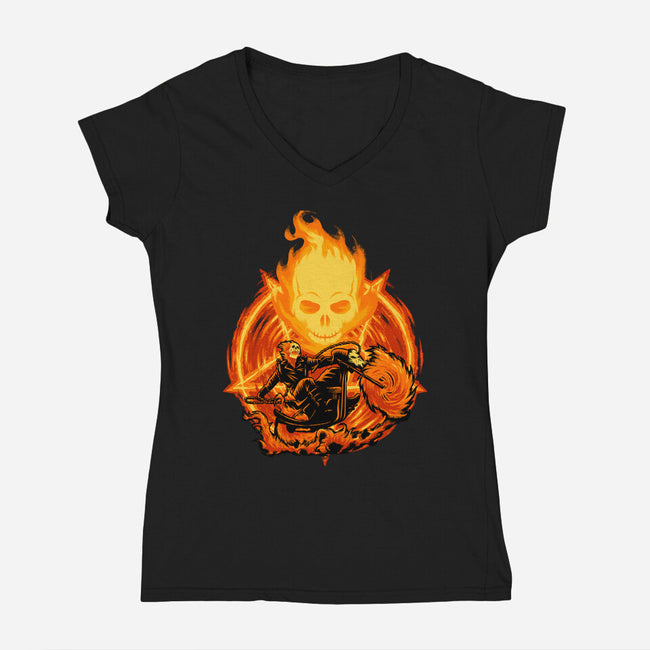 Ride Through The Fire-Womens-V-Neck-Tee-rmatix