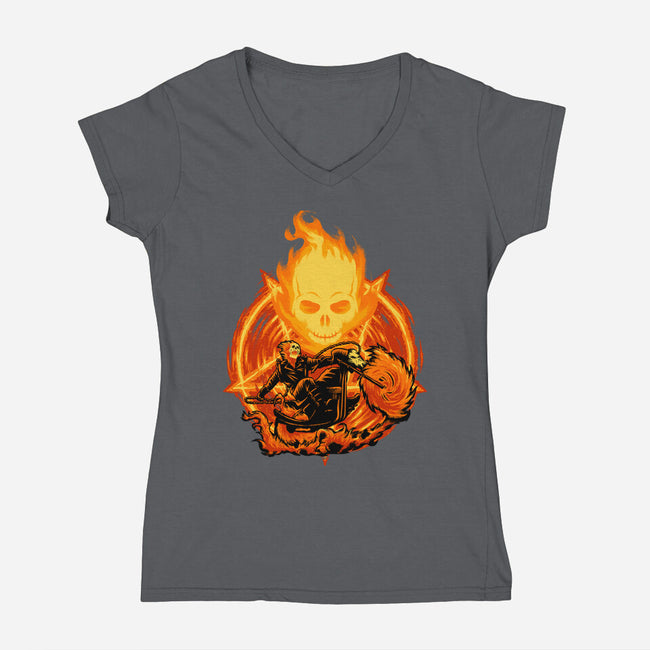Ride Through The Fire-Womens-V-Neck-Tee-rmatix