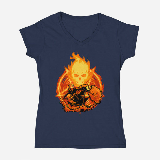 Ride Through The Fire-Womens-V-Neck-Tee-rmatix