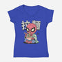 Spideramen-Womens-V-Neck-Tee-GODZILLARGE