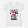 Spideramen-Womens-V-Neck-Tee-GODZILLARGE