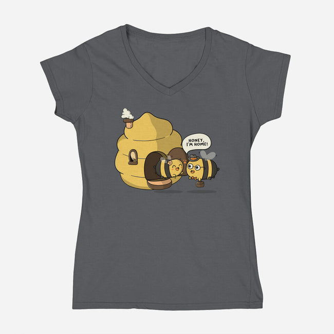 Honey I'm Home-Womens-V-Neck-Tee-Freecheese