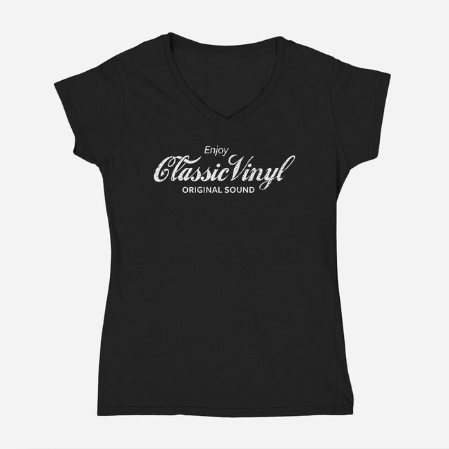 Enjoy Classic Vinyl-Womens-V-Neck-Tee-kg07