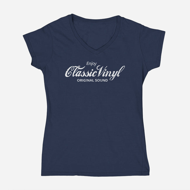 Enjoy Classic Vinyl-Womens-V-Neck-Tee-kg07