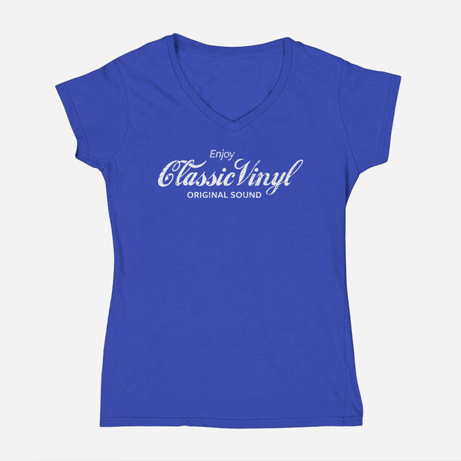 Enjoy Classic Vinyl-Womens-V-Neck-Tee-kg07