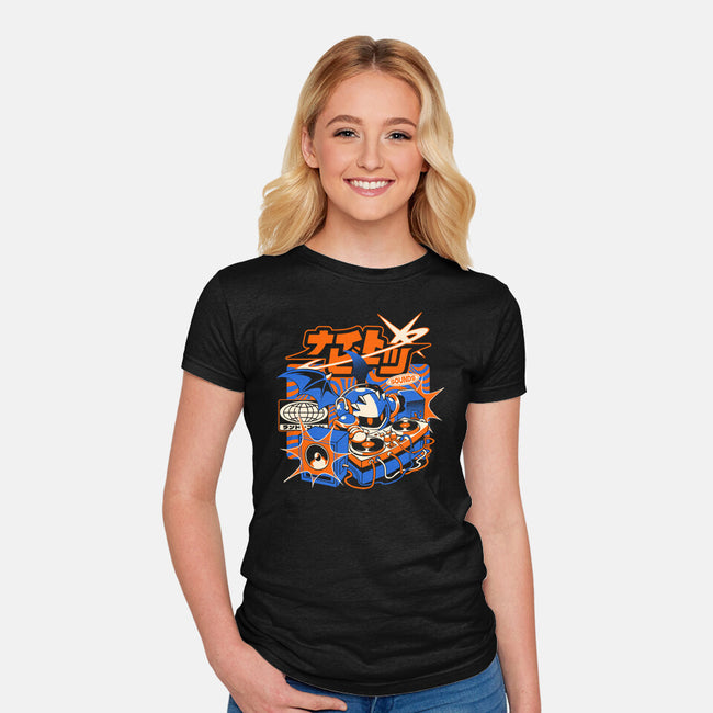 Night Beats-Womens-Fitted-Tee-ilustrata