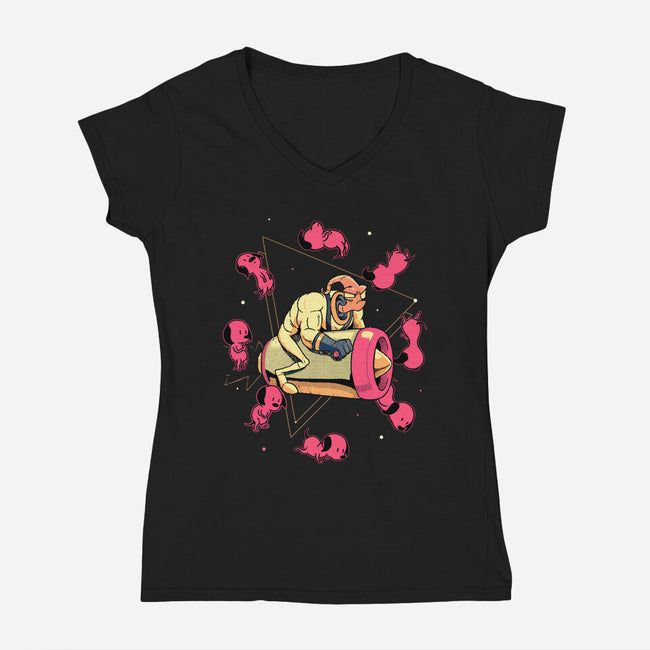 Space Puppies-Womens-V-Neck-Tee-Bruno Mota