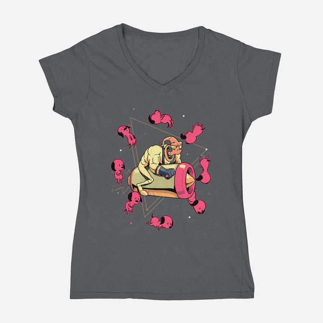 Space Puppies-Womens-V-Neck-Tee-Bruno Mota