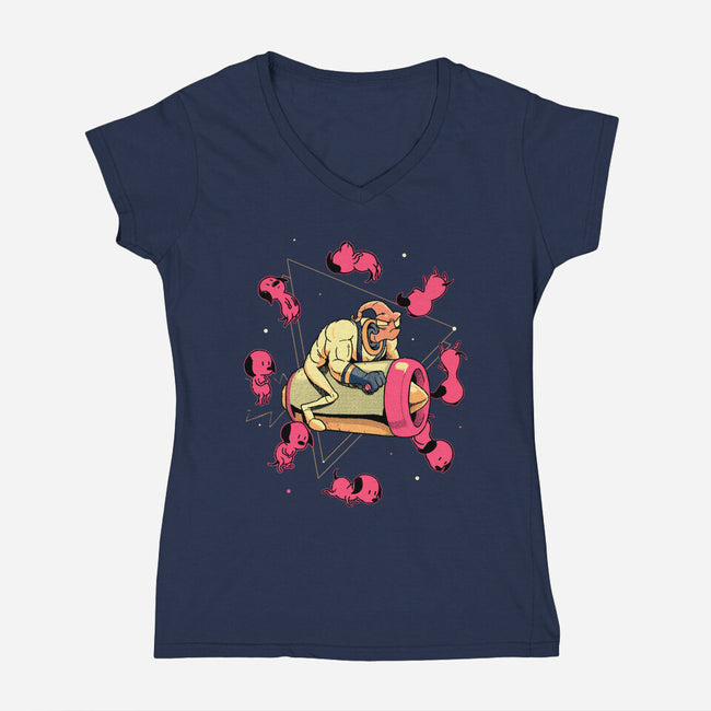 Space Puppies-Womens-V-Neck-Tee-Bruno Mota