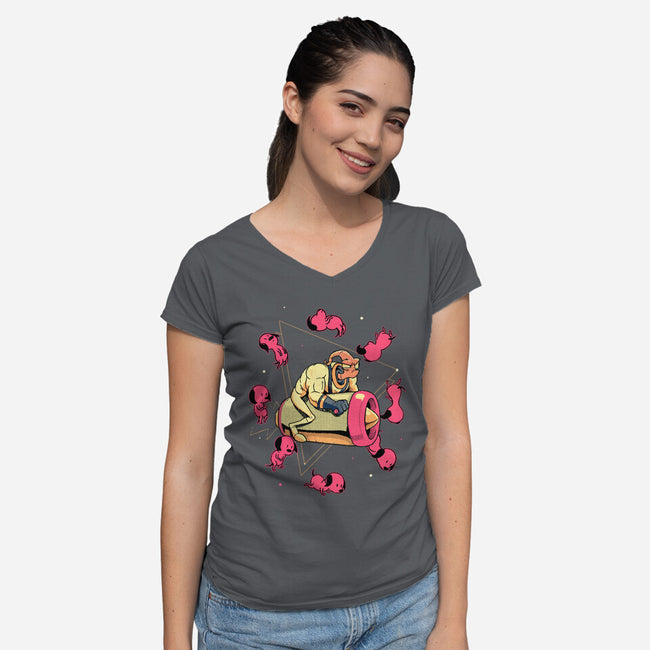 Space Puppies-Womens-V-Neck-Tee-Bruno Mota