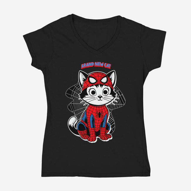 Brand New Cat-Womens-V-Neck-Tee-palmstreet