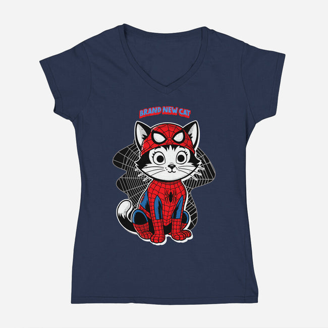 Brand New Cat-Womens-V-Neck-Tee-palmstreet